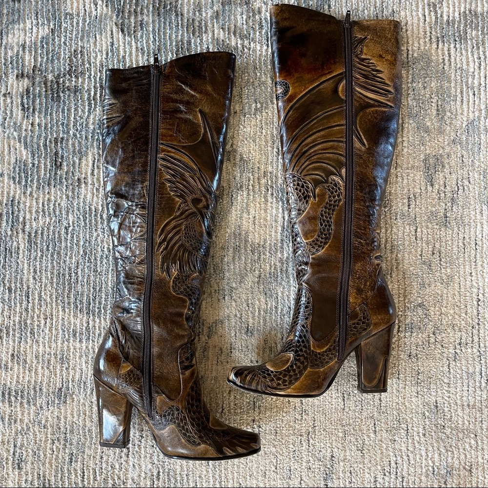 Bølo Venera Artisan Dark Brown Leather Boots Size US 6/ Euro 36.5 - Picture 3 of 17